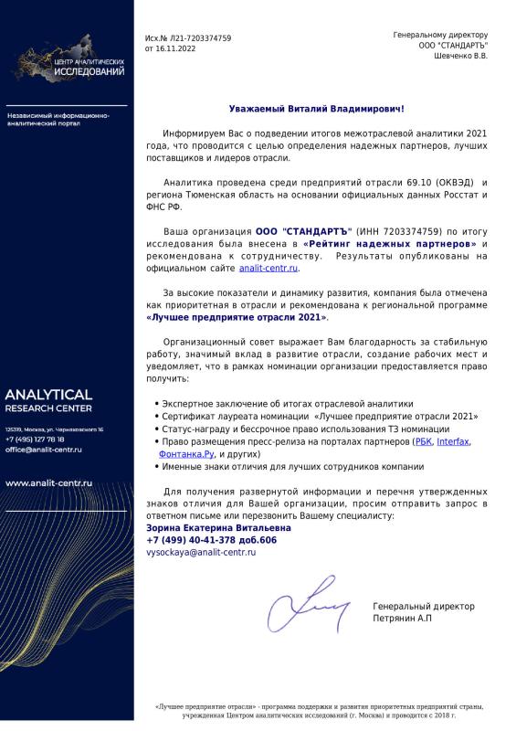 Рейтинг надежных партнеров